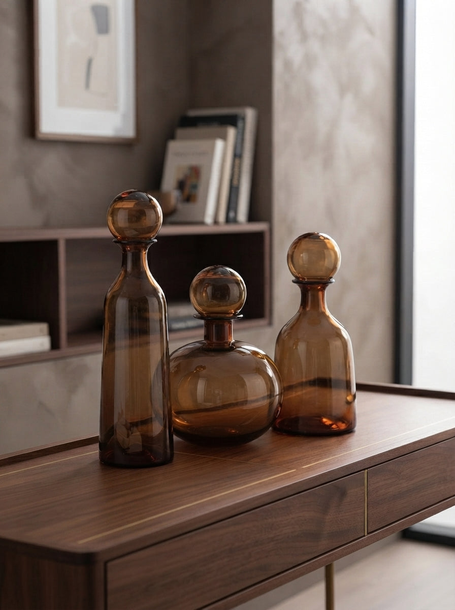 Amber Glass Bottle Set
