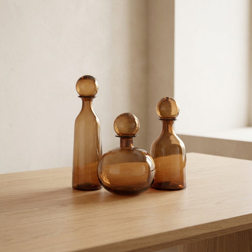 Amber Glass Bottle Set