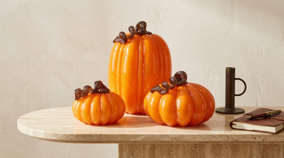 Orange Glass Pumpkin Set