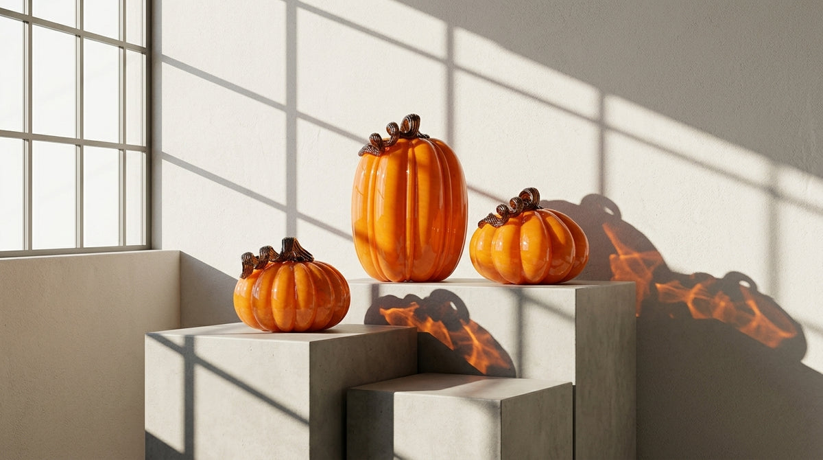 Orange Glass Pumpkin Set