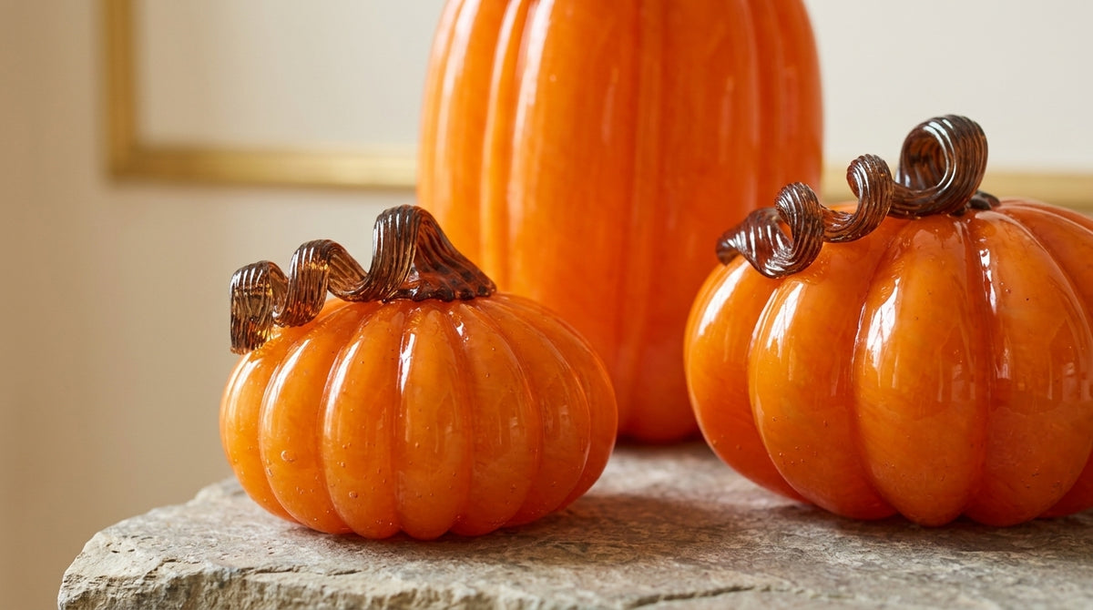 Orange Glass Pumpkin Set